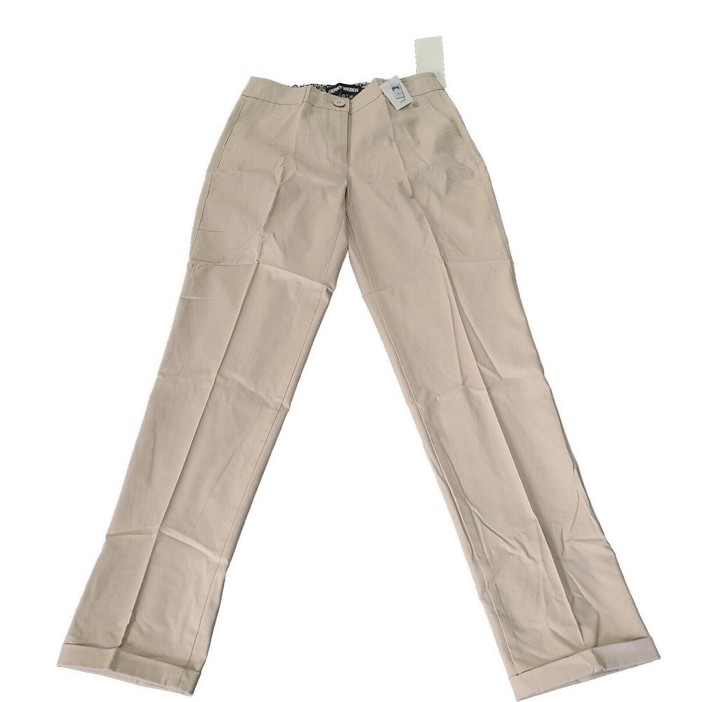 Gerry Weber tapered Leg Trousers cotton light beige Size 2-4 new MSRP $219